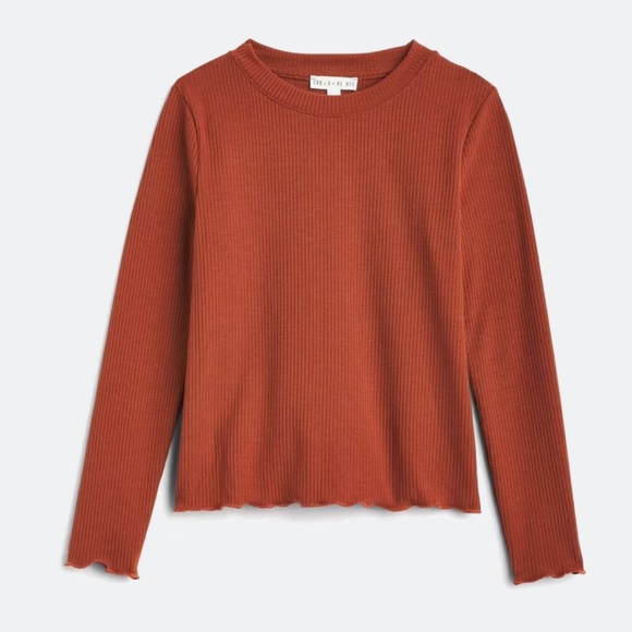 Cozy Rust Long Sleeve Ribbed Tee for Kids - Picture 1 of 3